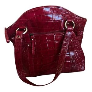 Michael Rome Vintage Croc-Embossed Leather Tote – Style 9269 (Red) NWT
